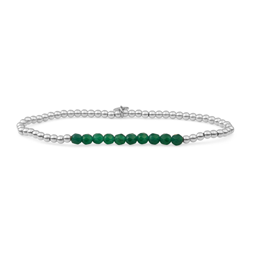 Universe Armband met Green Onyx Edel steen #kleur_zilver