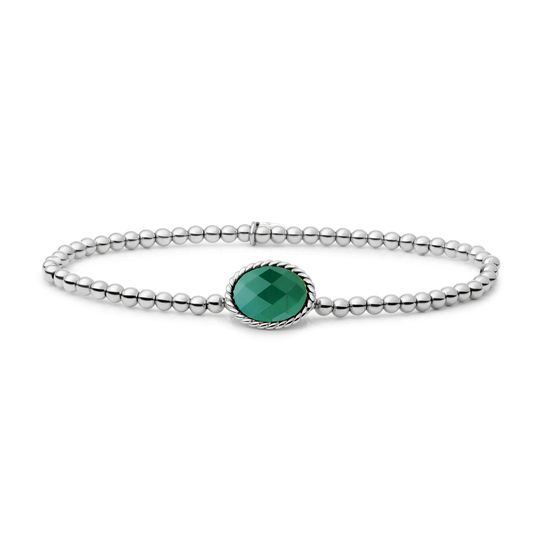 Green Onyx Twist Armband Sparkling voor vrouwen #kleur_zilver