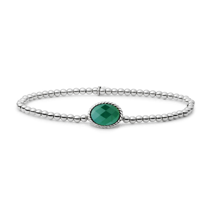 Green Onyx Twist Armband Sparkling voor vrouwen #kleur_zilver