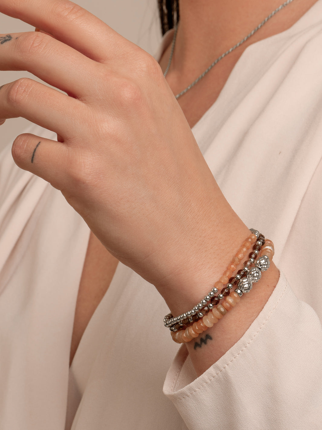 Sunstone Fuse beads bracelets stack | Silver