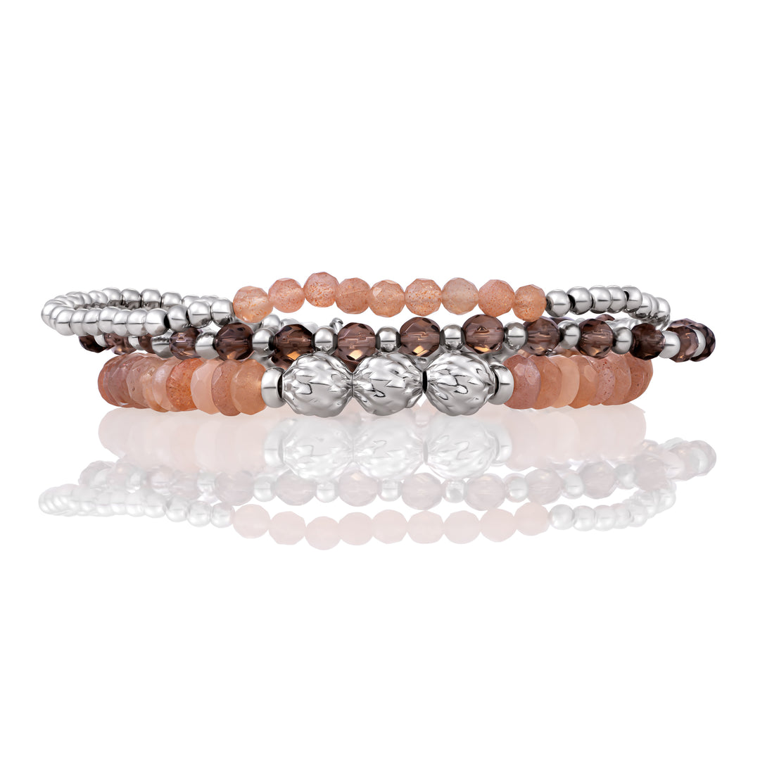 Sunstone Fuse beads bracelets stack | Silver