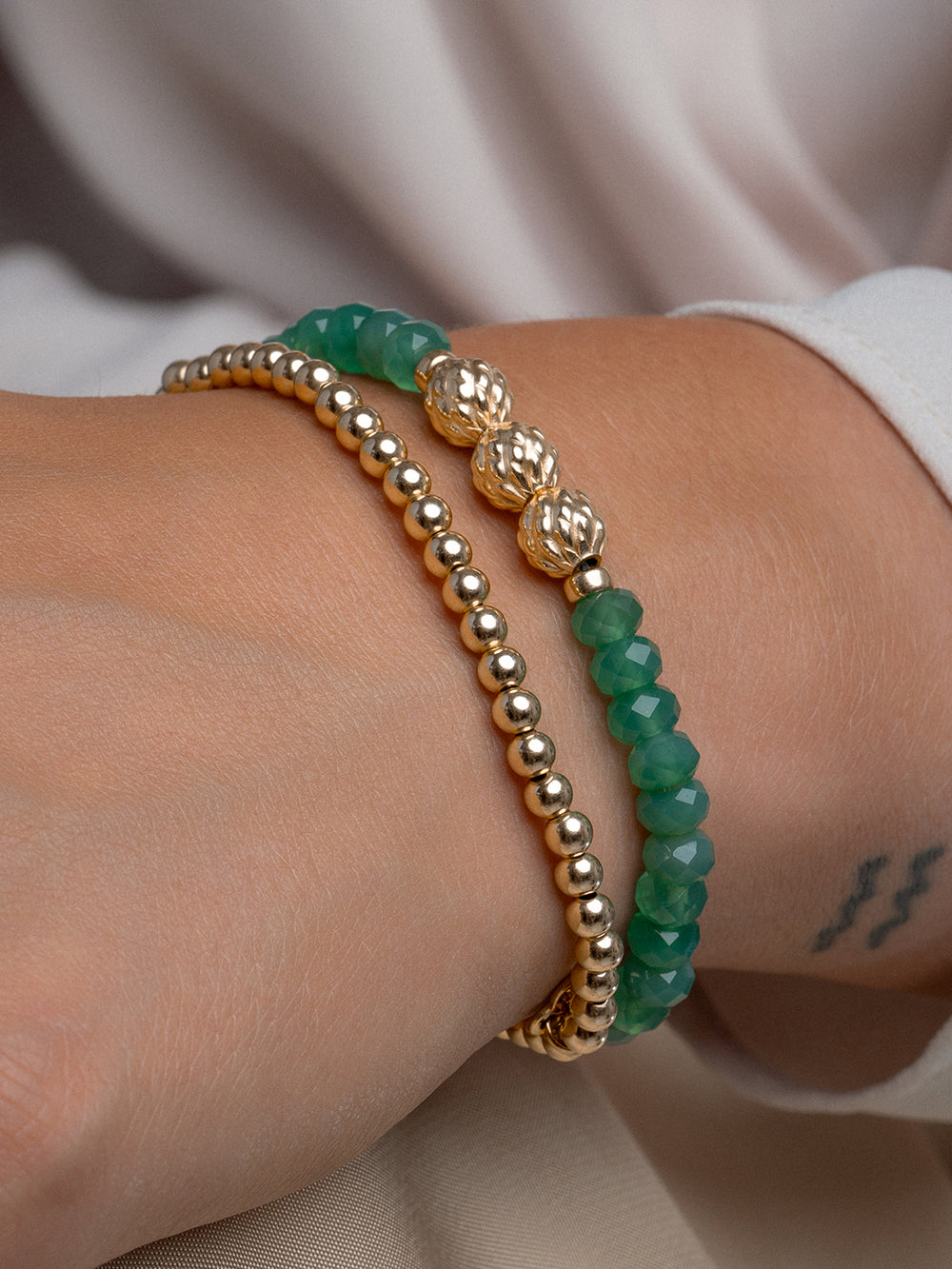 Edelsteen Groene Onyx Fuse Sparkling Armband #kleur_goud