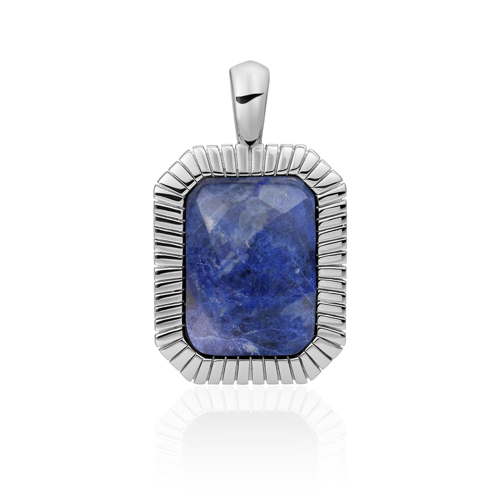 edelsteen hanger gemaakt van zilver met blauwe edelsteen van Sparkling #kleur_zilver