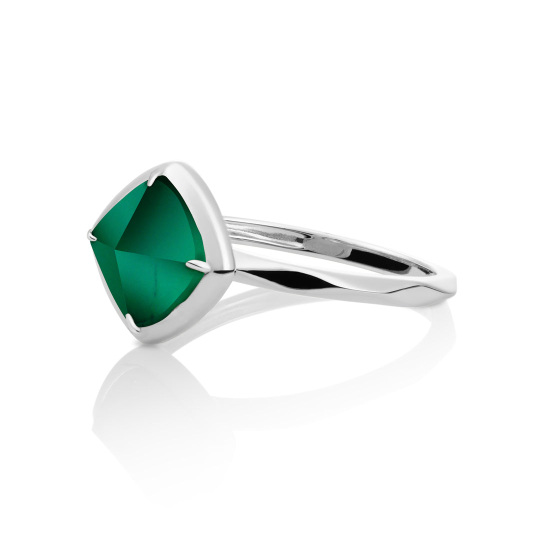 zilveren ring met edelsteen van groene onyx 