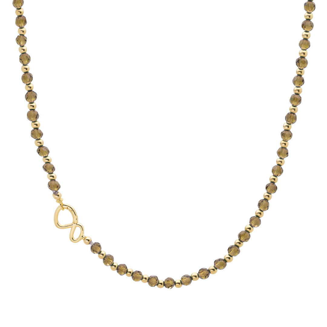 Link necklace Smoky Quartz Mix Gold Plated