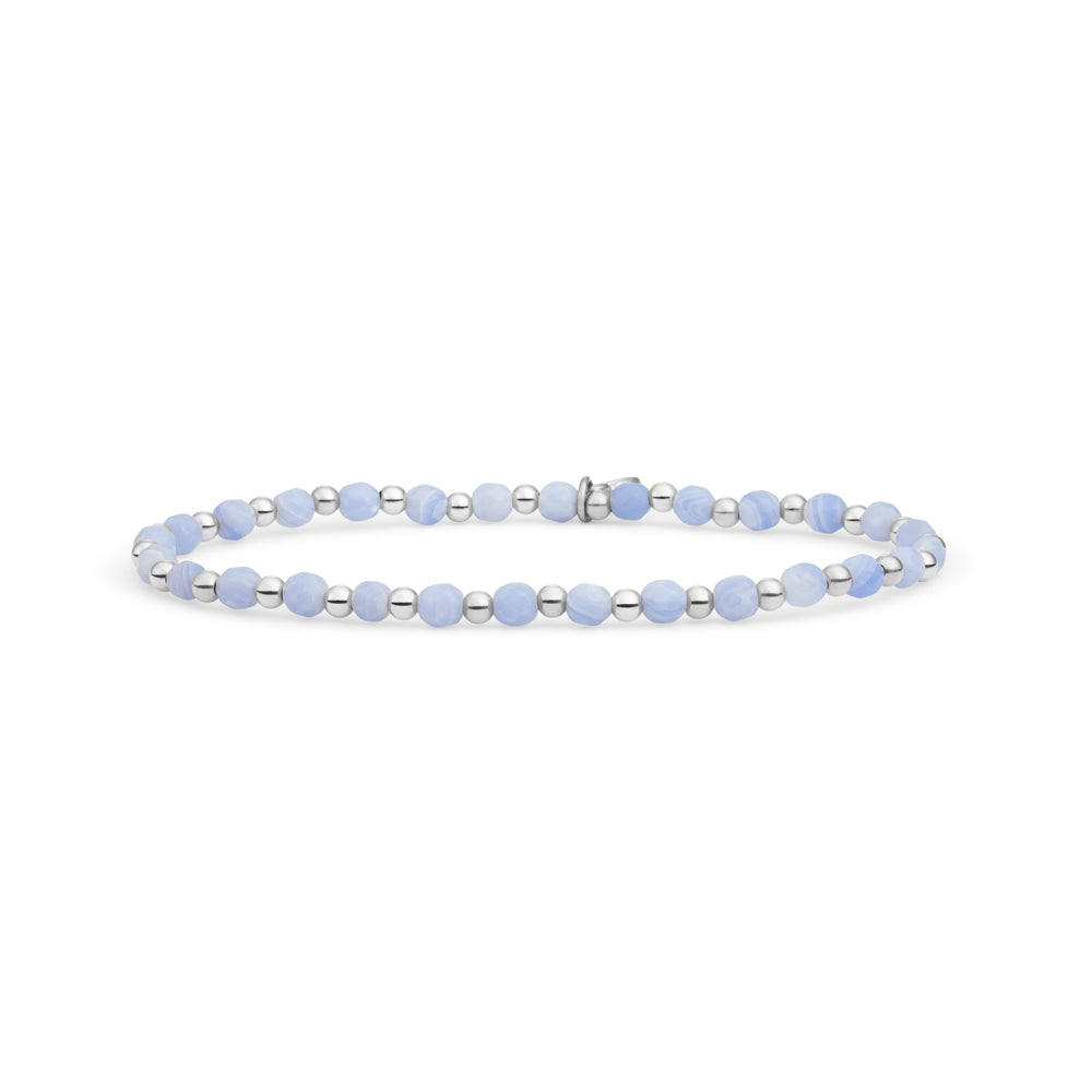 Mix armband met zilveren en blue lace agate edelsteen kralen Sparkling Jewels sieraad #kleur_zilver