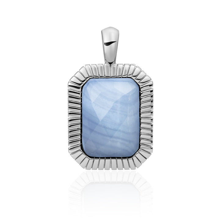 Zilveren amulet hanger van sparkling jewels met echte edelsteen blue lace agate Sparkling Jewels #kleur_zilver