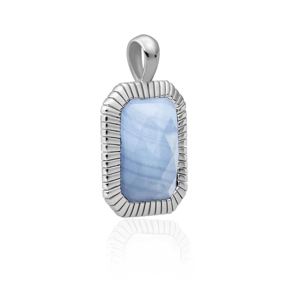 Blue Lace Agate ketting hanger zilver Sparkling Jewels #kleur_zilver