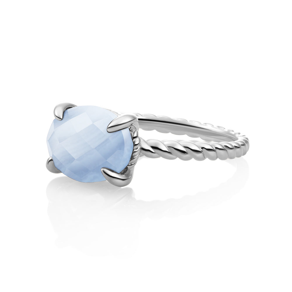 Twist Ring Blue Lace Agate - Zilver